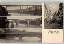 Eglisau mit den drei Rheinbrücken Eisenbahn