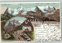 Kleine Scheidegg 1898 mit Blick auf Wetterhorn Bahnhof Hotel Bellevue