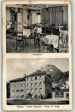 8752 Näfels Gebrauchsspuren Gasthaus Hotel Schwert Kachelofen