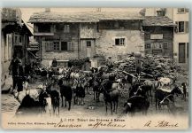 Salvan 1906 Depart des Chevres Ziegen
