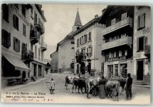 Salvan 1908 la Place Kühe Hotel de l`Union Maison de Commune