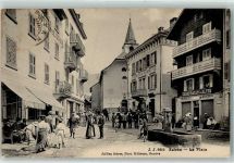 Salvan 1908 la Place Hotel de l`Union Maison de Commune