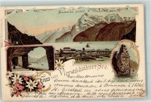 6441 Rütli 1898 Lithographie Schillerstein Anenstraße Vierwaldstätter See Carl Künzli Zürich Dep. No. 3006