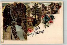 7312 Pfäfers 1901 Gebrauchsspuren Bad Pfäffers Künzli Zürich Dep. No. 1298 Lithographie