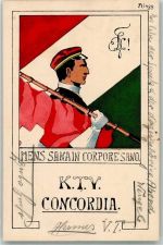 8500 Frauenfeld 1916 Künstlerkarte sign Flingg K.T.V. Concordia Studentika Fahne Ort lt. Stempel