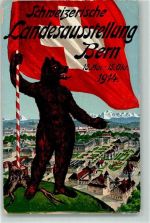 Bern Schweizerische Landesausstellung 1914 Sonderstempel Bär Fahne