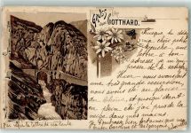 Sankt Gotthard TI 1897 Gebrauchsspuren Lithographie Verlag Künzli Nr 1081