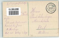 4458 Eptingen 1915 Gebrauchsspuren Feldpost Bataillon 143