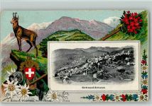 Schwellbrunn Lithographie / Prägedruck Jagd Gämse