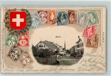 Bülach 1912 Lithographie / Prägedruck Briefmarkenabbildungen