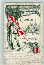 Cernier 1899 XI. Fete Cantonale de Gyymnastique Fahnenträger Falke sign