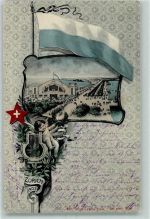 Zürich 1905 Passepartout Fahne Engel Lyra