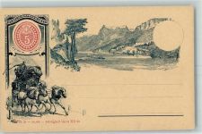 1893 Jubiläumspostkarte Einführung der Briefmarke Postkutsche Vorläufer