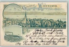 Wädenswil 1897 Dampfer Lithographie