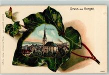 Horgen Prot. Kirche Efeublatt Lithographie
