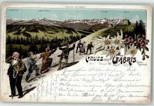 Gais 1898 Wanderer Schesaplana Hoher Kasten Altman Säntis Gäbris Lithographie