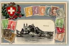 Aarburg 1908 Wappen Horn Blumen Kranz Eichenblatt Briefmarkenabbildungen
