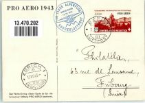 Bern 30 Jahre Alpenflug Bern - Mailand Oskar Bider 1913 Flugpost Prro Aero 13. Juli 1943