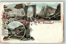 Grindelwald 1896 Gletscher Wetterhorn Hotel Lithographie