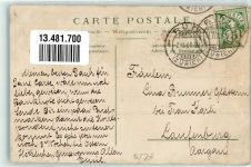 Rüti ZH 1907 Wappen Briefmarkenabbildungen Eichenlaub Posthorn Lithographie