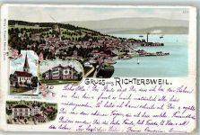 Richterswil 1901 Kirche Asyl Altes und neues Schulhaus