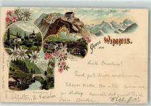 Wimmis 1898 Dorfstrasse Wimmisbrücke Niesen Kulm Eiger Mönch Jungfrau