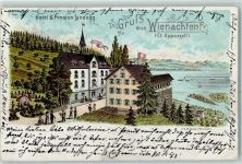 Wienacht-Tobel Hotel Pension Landegg Speise-Halle Lithographie
