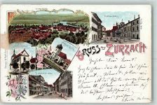 Bad Zurzach 1898 Rathausplatz Reform. Kirche Bahnhofstrasse Kirche Lithographie