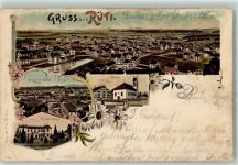 Rüti ZH 1898 Maschinenfabrik Kirche Kranken-Asyl Lithographie