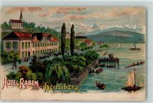Herrliberg 1905 Hotel Raben Zürichsee Lithographie