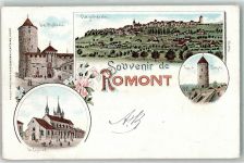 Romont FR 1899 Le Chateau Schloss Le Eglise Kirche Tour a Boyer