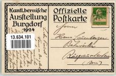 Burgdorf sign Haller H. Kantl. bernische Ausstellung 1924 Gewerbe Industrie Kunst und Gartenbau