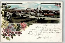 Payerne 1898 Bahnhof Lithographie