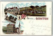 Gonten 1901 Lithographie Jakobsbad Gasthaus zum Löwen