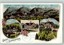 Schwarzenberg LU 1908 Pension Matt Gasthaus Kreuz u. Rössli Lithographie