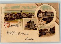 Wolfhalden 1899 Lithographie Gasthaus Zum Adler Pension Blatter Lindenberg Neugasse