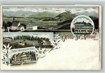 St Anton Oberegg 1900 Gasthaus Pension Zum Rössli Gasthaus Pension Alpenhof Schulhaus Edelweiß Lithographie