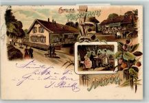 Adlisberg 1899 Gasthaus Försterhaus Lithographie Erdbeeren