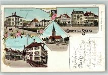 Stäfa Bahnhofstrasse Spitel Kirche Seestrasse Lithographie