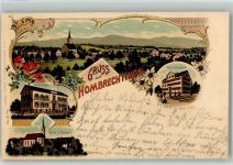 Hombrechtikon 1903 Prim. Schulhaus Sek. Schulhaus Kirche Pfarrhaus Lithographie