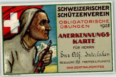 Wettschiessen Anerkennungskarte 1925 Künstlerkarte sign. Boecker
