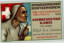 Wettschiessen Anerkennungskarte 1924 Künstlerkarte sign. Boecker