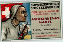 Wettschiessen Anerkennungskarte 1923 Künstlerkarte sign. Boecker