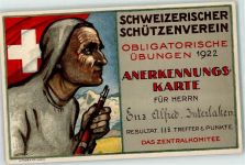 Wettschiessen Anerkennungskarte 1922 Künstlerkarte sign. Boecker