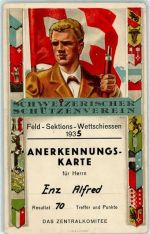 1935 Anerkennungskarte Feld Sektions Wettschiessen