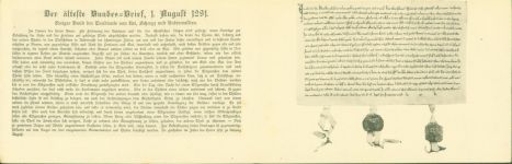 Grandson Schlacht bei Grandsen Innenseite Abgedruckt 1. Bundesbrief vom 1. August 1291 Verlag H. Schäublin Birsfelden