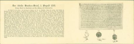 St. Jakob Schlacht von St. Jacob Innenseite Abgedruckt 1. Bundesbrief vom 1. August 1291 Verlag H. Schäublin Birsfelden