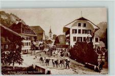 Boltigen Aufnahme nach Gemälde Kühe Postkutsche sign