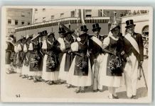 Châtel-St-Denis Gasthaus Retaurant de Ville Umzug Tracht Ort handschriftlich