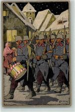 1915 Winter Soldant Uniform Trommler Feldpostkarte Schweizer Grenzbesetzung ab Frontiere sign. Moos